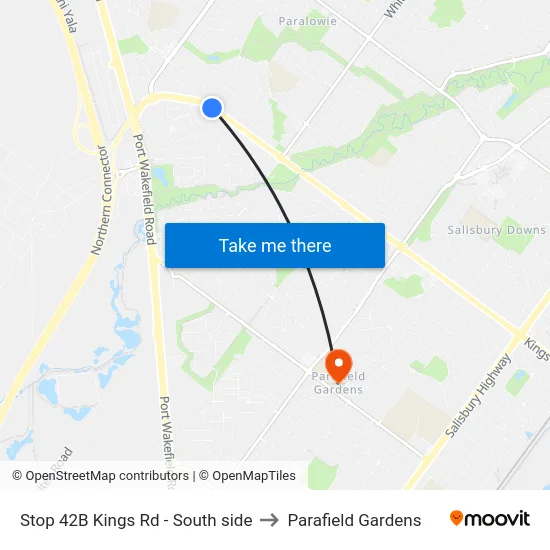 Stop 42B Kings Rd - South side to Parafield Gardens map