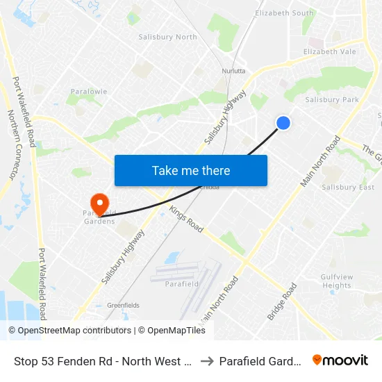 Stop 53 Fenden Rd - North West side to Parafield Gardens map