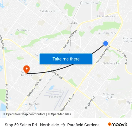 Stop 59 Saints Rd - North side to Parafield Gardens map