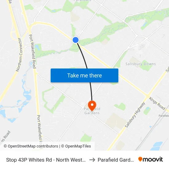 Stop 43P Whites Rd - North West side to Parafield Gardens map