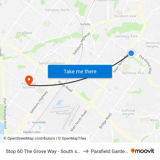 Stop 60 The Grove Way - South side to Parafield Gardens map