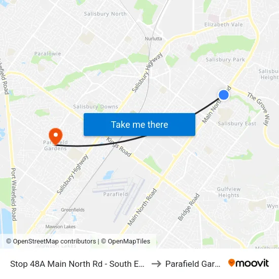 Stop 48A Main North Rd - South East side to Parafield Gardens map