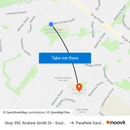 Stop 39C Andrew Smith Dr - South side to Parafield Gardens map