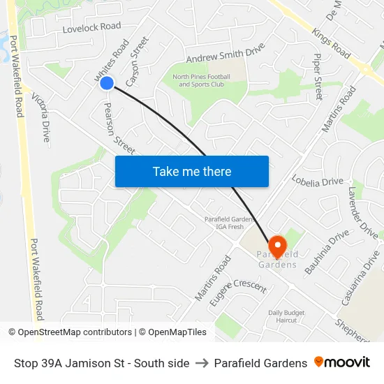 Stop 39A Jamison St - South side to Parafield Gardens map