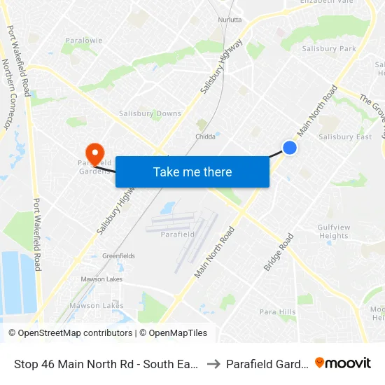 Stop 46 Main North Rd - South East side to Parafield Gardens map
