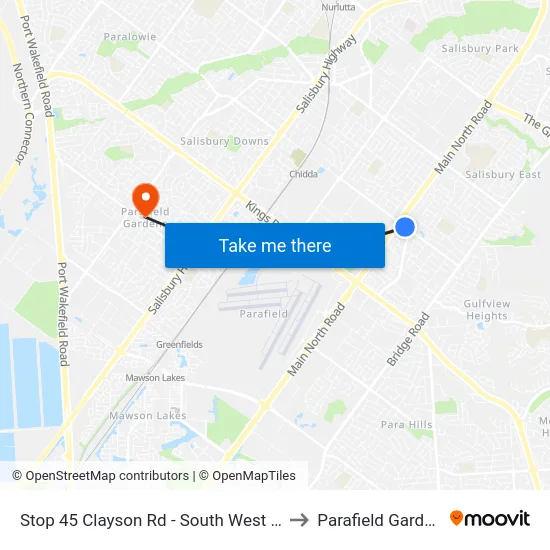Stop 45 Clayson Rd - South West side to Parafield Gardens map