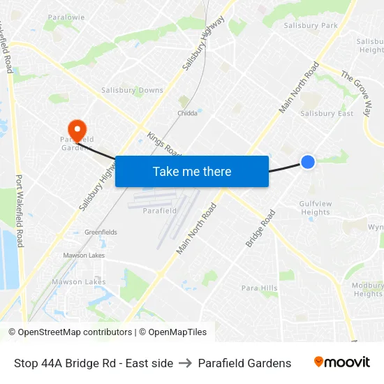 Stop 44A Bridge Rd - East side to Parafield Gardens map