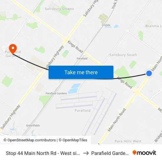 Stop 44 Main North Rd - West side to Parafield Gardens map