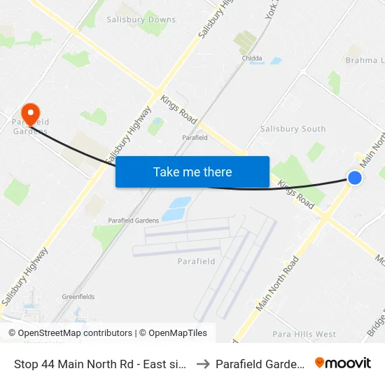Stop 44 Main North Rd - East side to Parafield Gardens map
