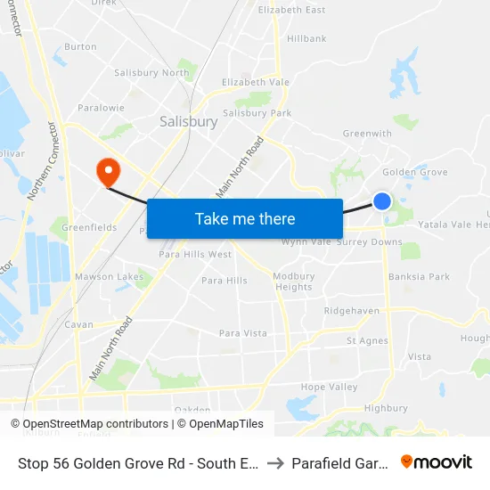Stop 56 Golden Grove Rd - South East side to Parafield Gardens map