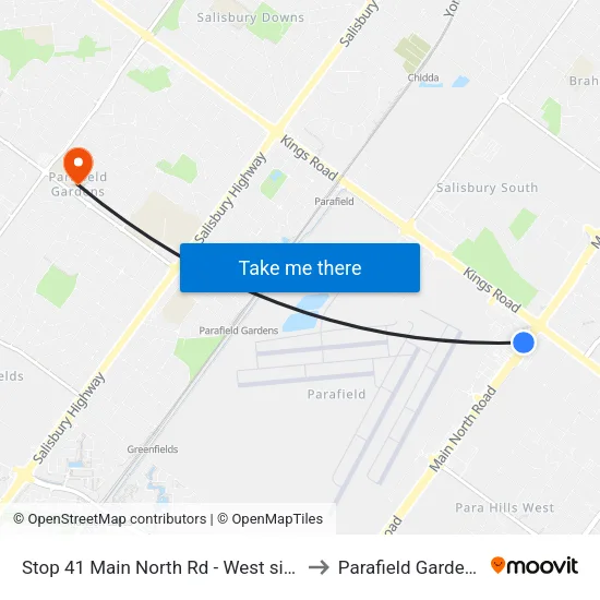 Stop 41 Main North Rd - West side to Parafield Gardens map