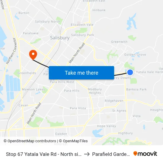 Stop 67 Yatala Vale Rd - North side to Parafield Gardens map