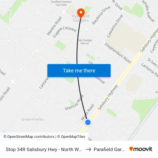 Stop 34R Salisbury Hwy - North West side to Parafield Gardens map