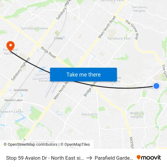 Stop 59 Avalon Dr - North East side to Parafield Gardens map