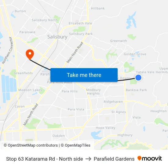 Stop 63 Katarama Rd - North side to Parafield Gardens map