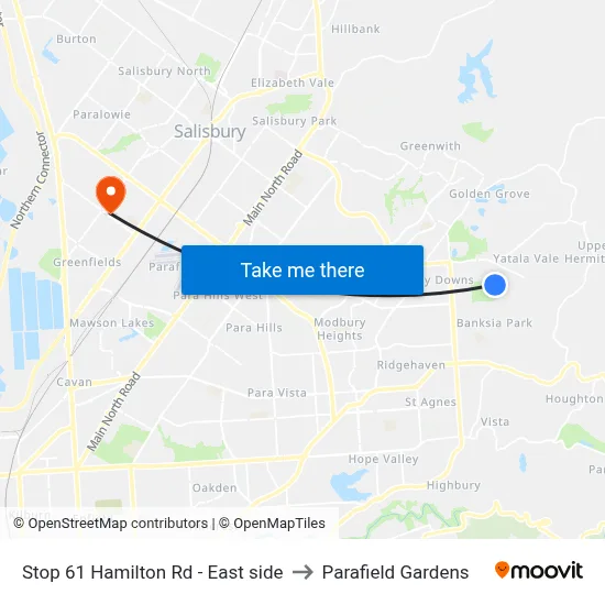 Stop 61 Hamilton Rd - East side to Parafield Gardens map