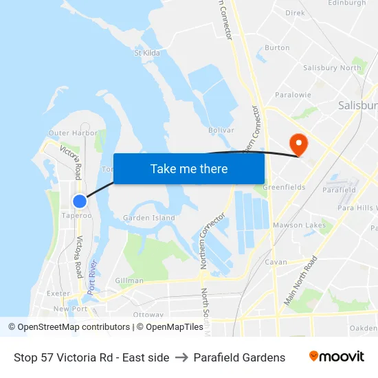 Stop 57 Victoria Rd - East side to Parafield Gardens map