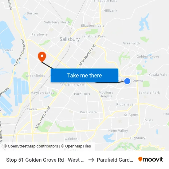 Stop 51 Golden Grove Rd - West side to Parafield Gardens map