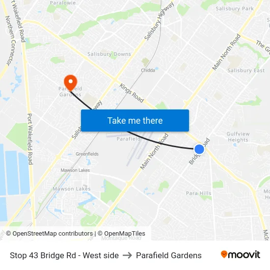 Stop 43 Bridge Rd - West side to Parafield Gardens map