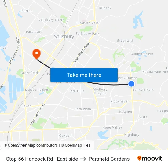 Stop 56 Hancock Rd - East side to Parafield Gardens map
