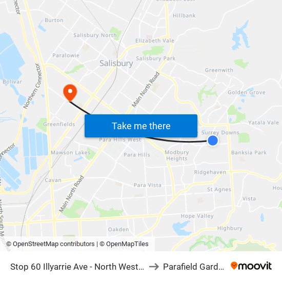 Stop 60 Illyarrie Ave - North West side to Parafield Gardens map