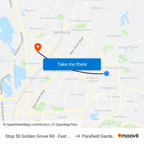 Stop 50 Golden Grove Rd - East side to Parafield Gardens map