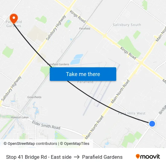 Stop 41 Bridge Rd - East side to Parafield Gardens map