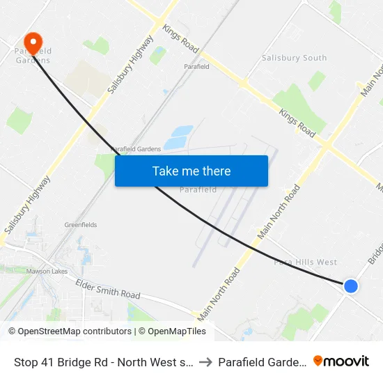 Stop 41 Bridge Rd - North West side to Parafield Gardens map