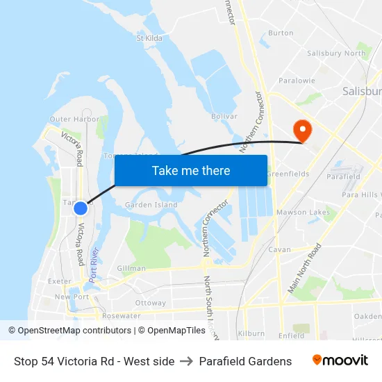Stop 54 Victoria Rd - West side to Parafield Gardens map