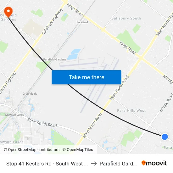 Stop 41 Kesters Rd - South West side to Parafield Gardens map