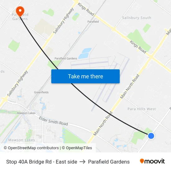 Stop 40A Bridge Rd - East side to Parafield Gardens map