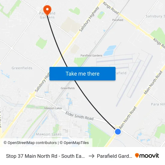 Stop 37 Main North Rd - South East side to Parafield Gardens map