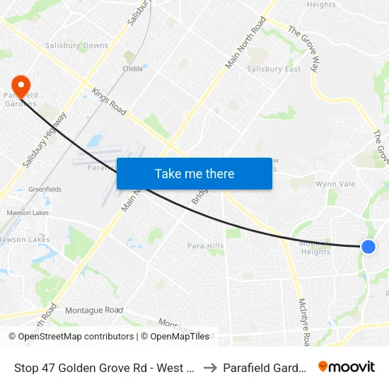 Stop 47 Golden Grove Rd - West side to Parafield Gardens map