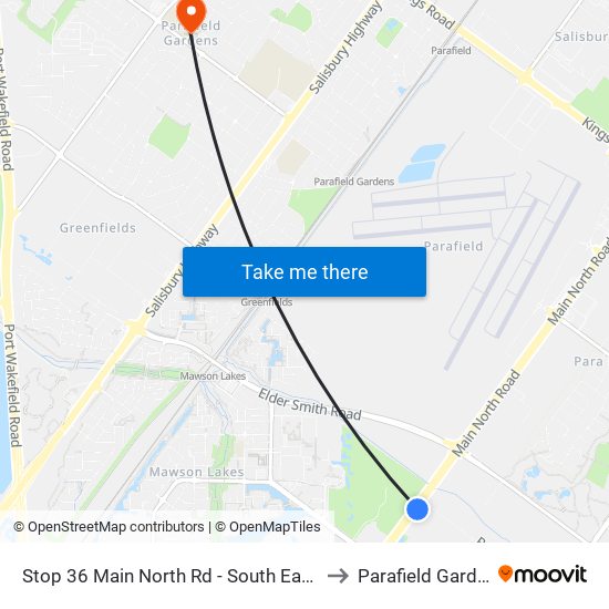 Stop 36 Main North Rd - South East side to Parafield Gardens map