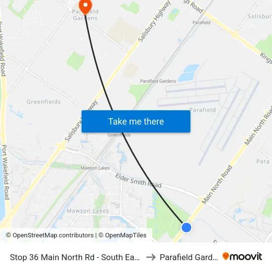 Stop 36 Main North Rd - South East side to Parafield Gardens map