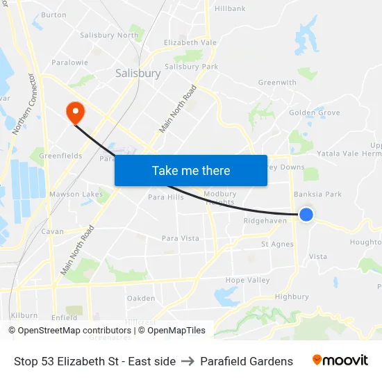 Stop 53 Elizabeth St - East side to Parafield Gardens map