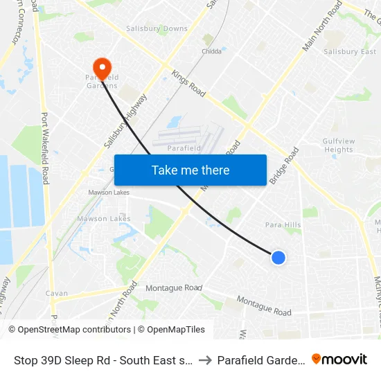 Stop 39D Sleep Rd - South East side to Parafield Gardens map
