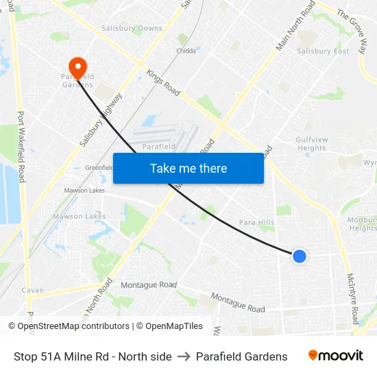 Stop 51A Milne Rd - North side to Parafield Gardens map