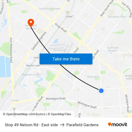 Stop 49 Nelson Rd - East side to Parafield Gardens map