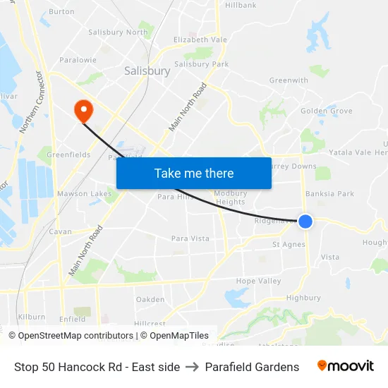 Stop 50 Hancock Rd - East side to Parafield Gardens map