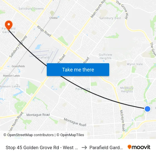 Stop 45 Golden Grove Rd - West side to Parafield Gardens map