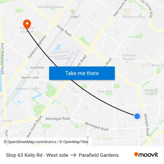 Stop 63 Kelly Rd - West side to Parafield Gardens map