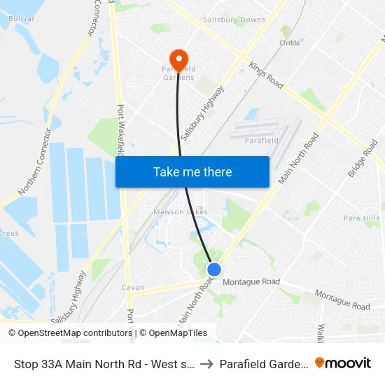 Stop 33A Main North Rd - West side to Parafield Gardens map