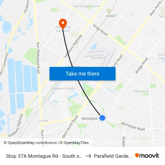 Stop 37A Montague Rd - South side to Parafield Gardens map