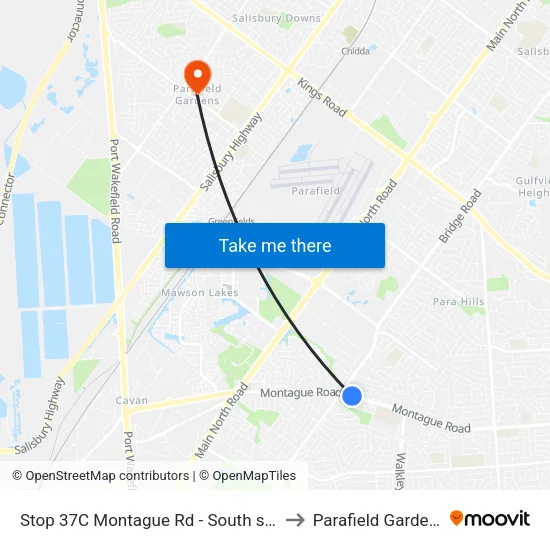 Stop 37C Montague Rd - South side to Parafield Gardens map