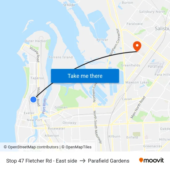 Stop 47 Fletcher Rd - East side to Parafield Gardens map