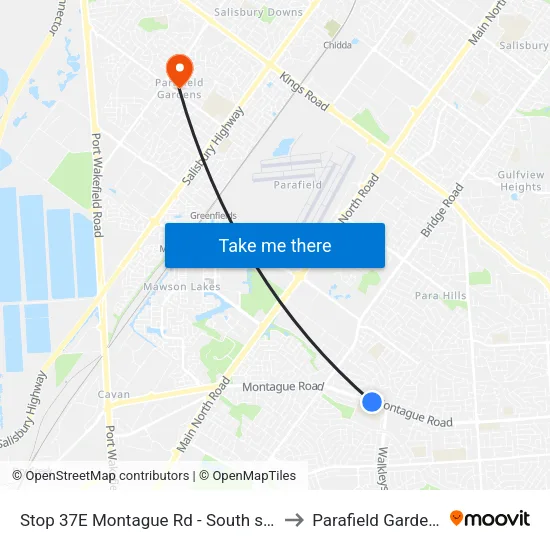 Stop 37E Montague Rd - South side to Parafield Gardens map