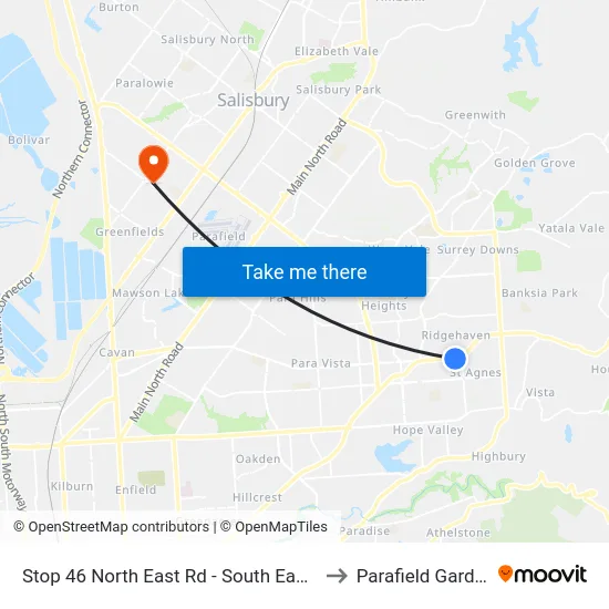 Stop 46 North East Rd - South East side to Parafield Gardens map