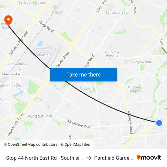 Stop 44 North East Rd - South side to Parafield Gardens map