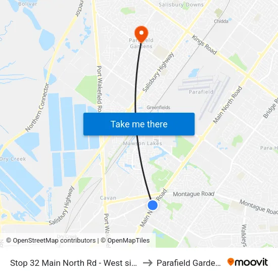 Stop 32 Main North Rd - West side to Parafield Gardens map